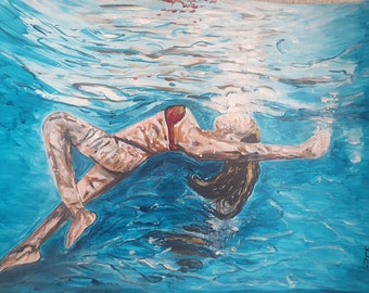Unterwasser Malerei Druck, Schwimmer Druck, Aquarell Porträts, Unterwasser Kunst Geschenk, Schwimmer Geschenk, druckbare Drucke, Wandkunst, Poster
