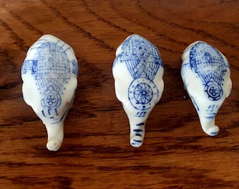 Japanese Elephant Ornaments Miniature Elephant Family Figurines, Mantle Sculpture, Porcelain Decor, Fine Art Sculptures, Gifts For Her