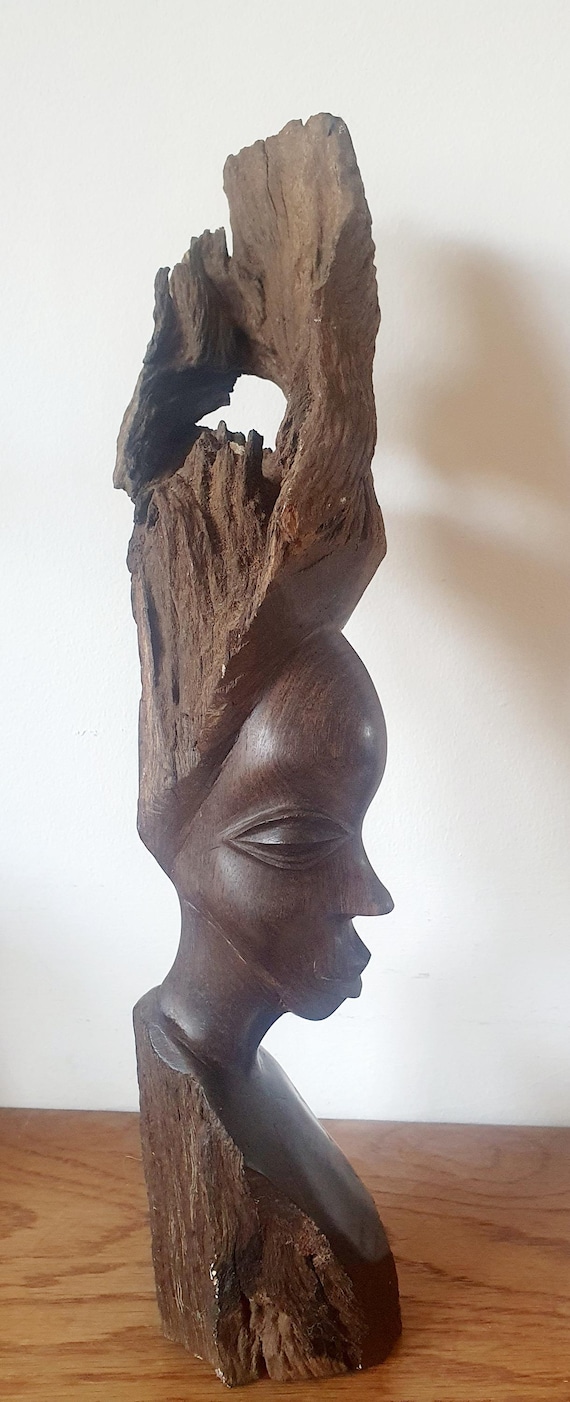 アフリカンアート 木彫り人物像 女性像 民芸品 置物 大型 インテリア