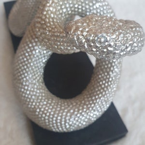 Sculpture de serpent en argent vintage, décoration d'intérieur de statue réaliste, cadeaux de sculpture de serpent pour les amateurs de serpents, cadeaux de collection serpent serpent pour lui