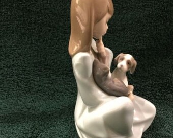 アンティーク リヤドロ「猫のお昼寝ガール」フィギュア ヴィンテージ