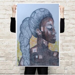 Beautiful Black Woman Portrait Artwork, Home Decor, Original Artwork Gift Ideas, Wall Art, Gift Ideas For Her Original Art Prints A1 Size