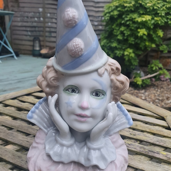 Grande tête de clown en porcelaine pour fille par Leonardo Collection - Clowns en porcelaine de 21 cm de haut, statuette vintage en porcelaine, cadeaux de clown à collectionner