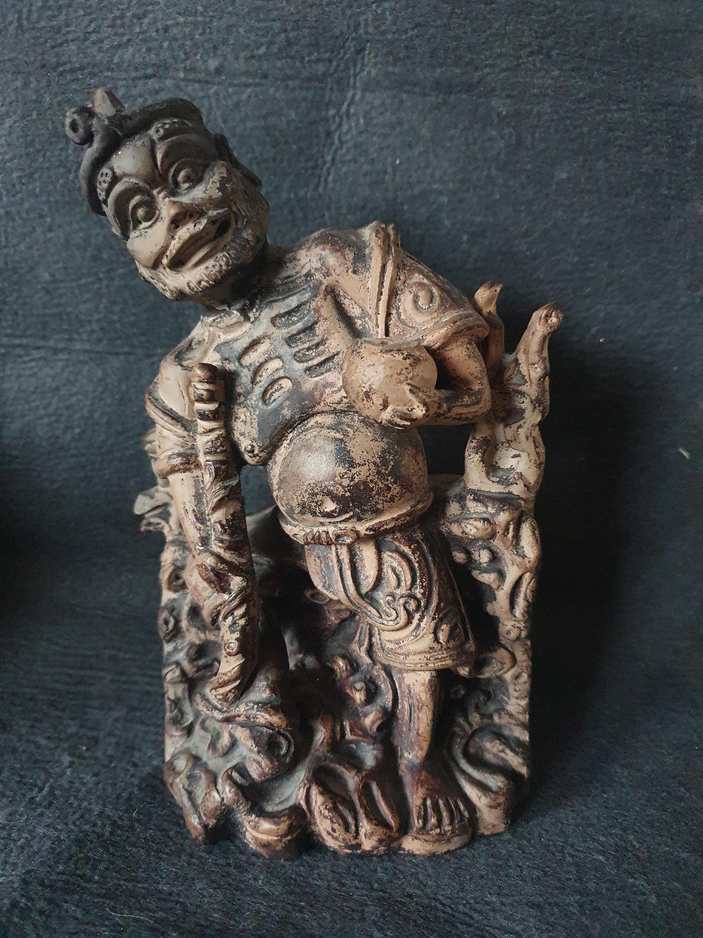 Paar Wachterfiguren 13th Century, Dark Ceramic, Original Antique, Black/Dark Statues Fine Art Sculptures Collectible Gifts Watcherman Figure