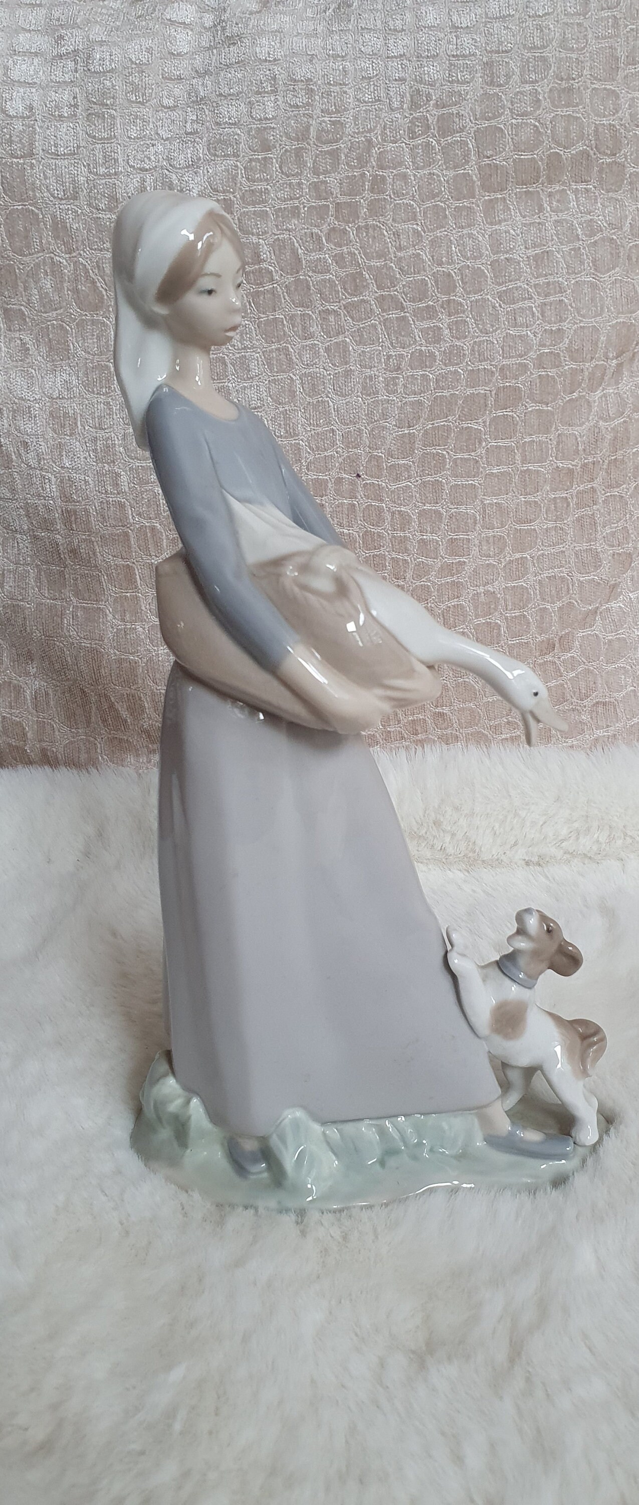 Antique Figurine Lladro 4866 Girl With Goose and Dog - Etsy
