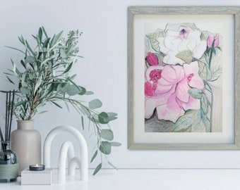 Botanical Bliss: Original Floral Art Drawing - Nature-Inspired Home Decor - Perfect Gift for Nature Lovers Wall Decor Perfect Gift for Her