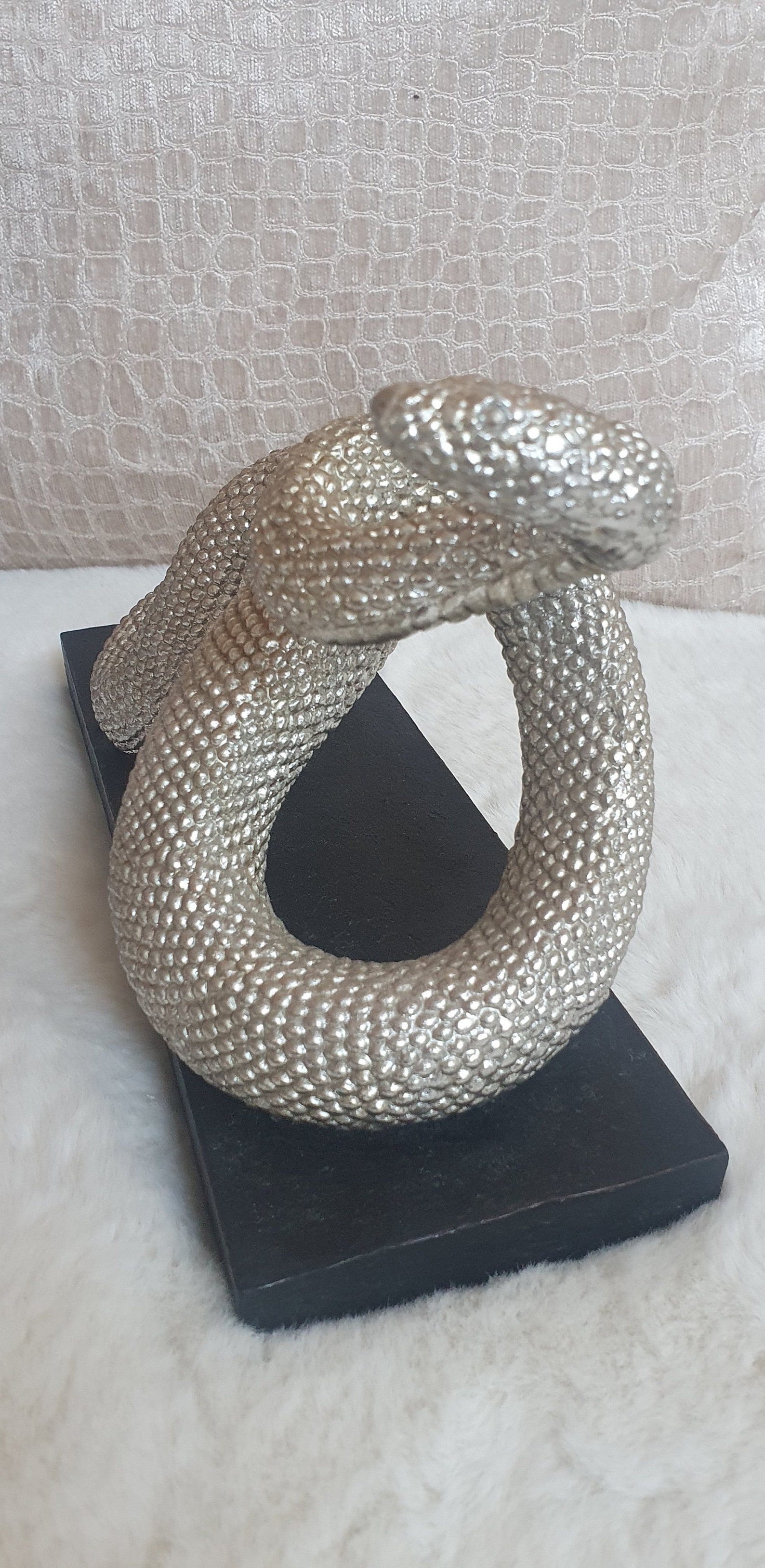 Vintage Silver Snake Sculpture, Realistic Statue Home Decor, Snake ...