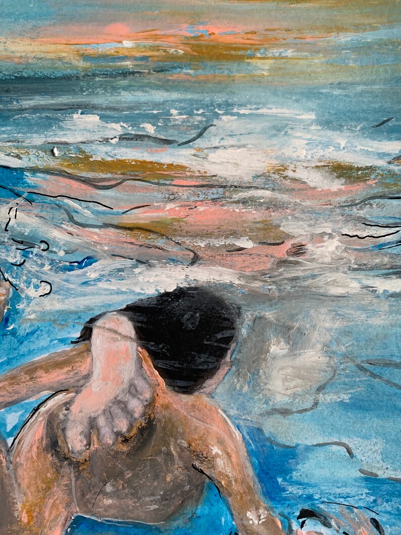 Wall Artwork Underwater Woman Painting for Home Decor, Gift Ideas