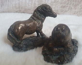 Cadeaux d'anniversaire en bronze, cadeaux cheval, décoration vintage, sculpture en bronze, figurines d'animaux miniatures, objets de collection morse, cadeaux pour elle