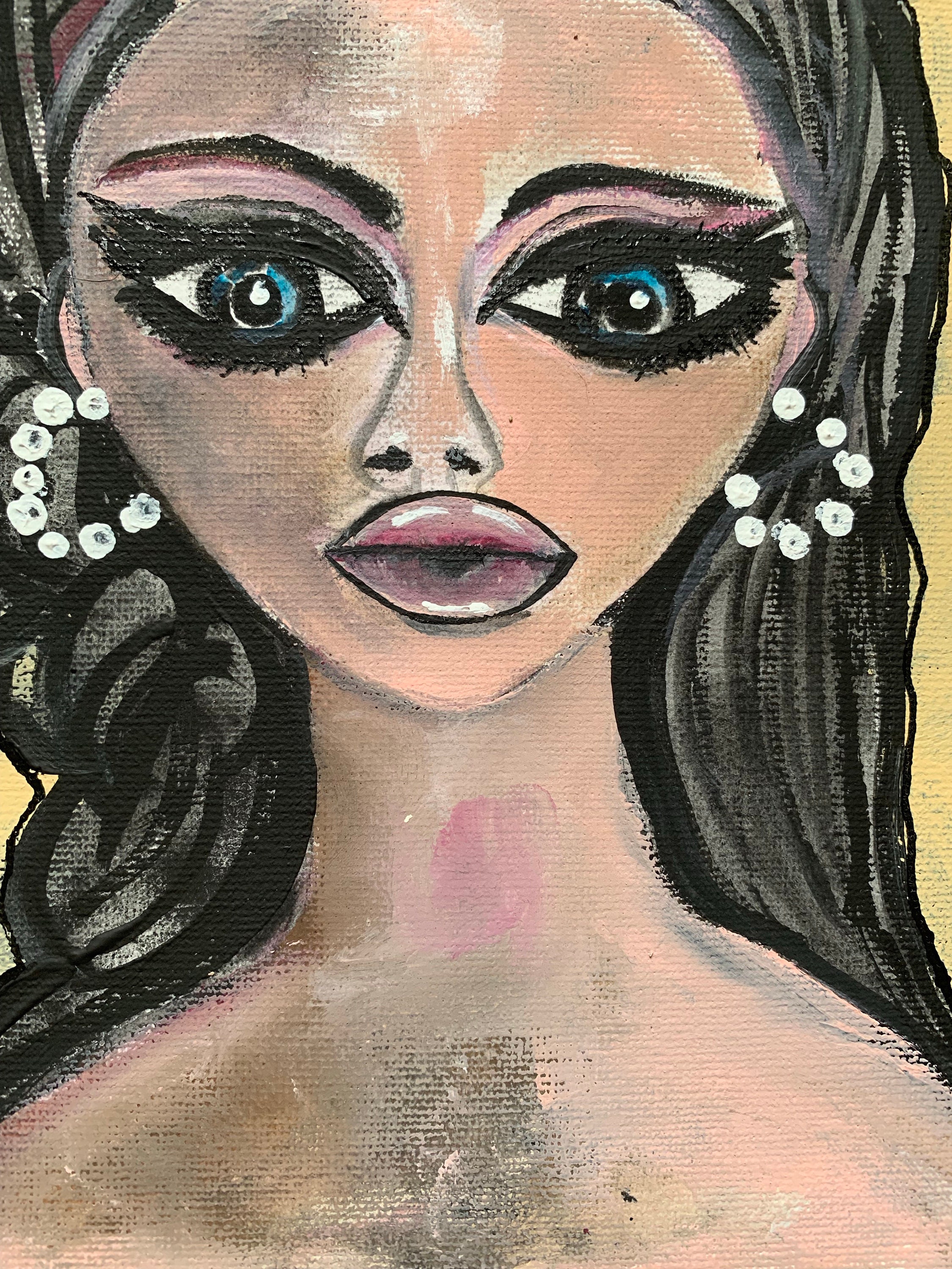 Big Eyes Girl Portrait Original Painting Modern Art Margaret Etsy