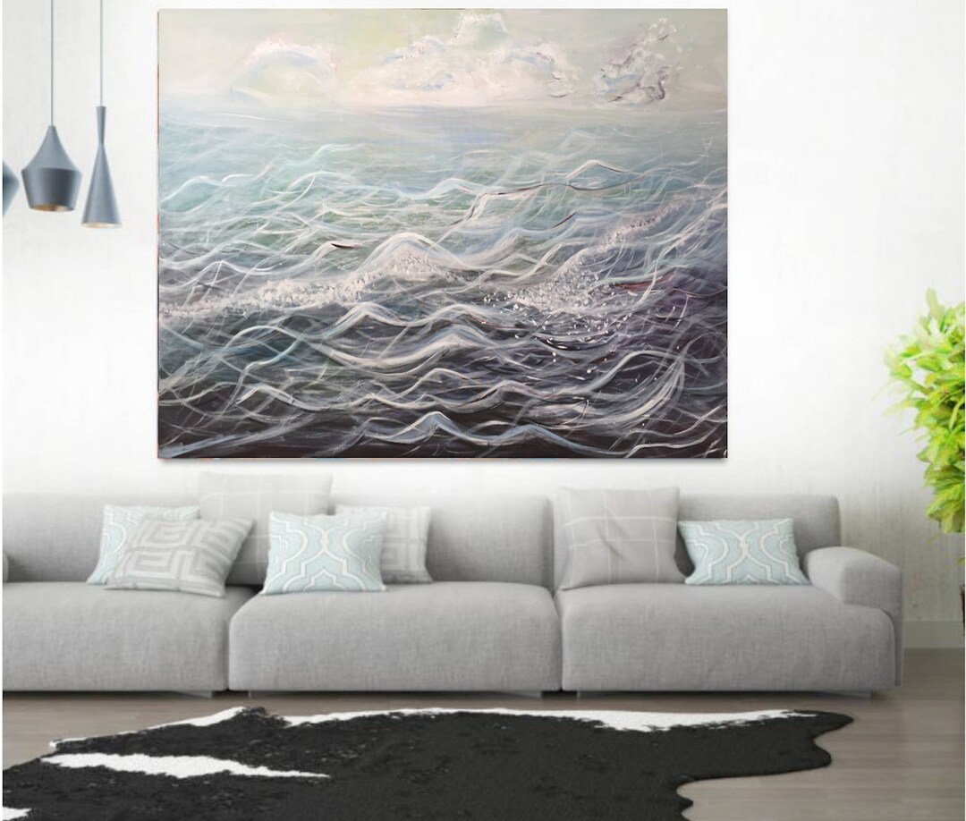 Painting Sea Landscape Art for Home Decor, Large Ocean Painting on ...