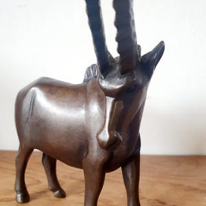 Bronze Vintage Stable Antelope Ornament Mantle Sculpture Collectible Piece Original Antique Gifts For Him Animal Art Objects Unique Statue