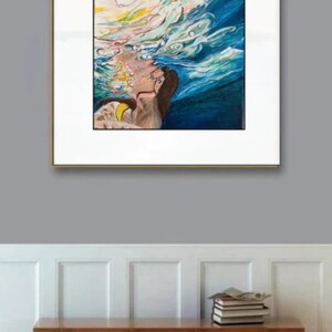 Underwater Swimmer Painting for Home Decor, Portraits Wall Art Decor, Gift Ideas Original Art Prints Available