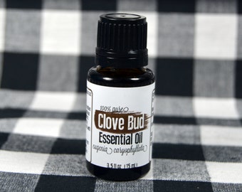 Clove Essential Oil - 1/2 Ounce (15mL) Clove Oil Amber Bottle with Dropper Lid - Natural Healing - Aromatherapy OIl - Candle & Soap Making