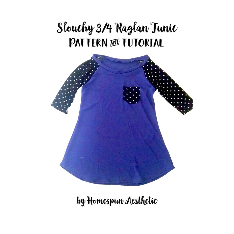 Slouchy Shirt Pattern and Tutorial 3/4 Sleeve Shirt Fits Small & Medium Longer Tunic, Pocket, Slim Fit Options Instant Download image 1