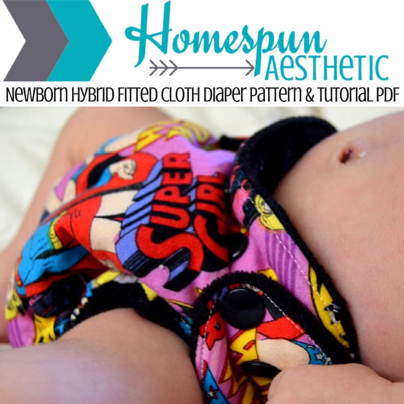 Newborn Hybrid Fitted Cloth Diaper Pattern and Tutorial Instant Download In Depth Step by Step PDF Eco Friendly Diaper Cord Snap image 1