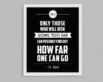 Boston Marathon Gift - Retro 26.2 T.S. Eliot Print - Typographic Inspirational Running Quote