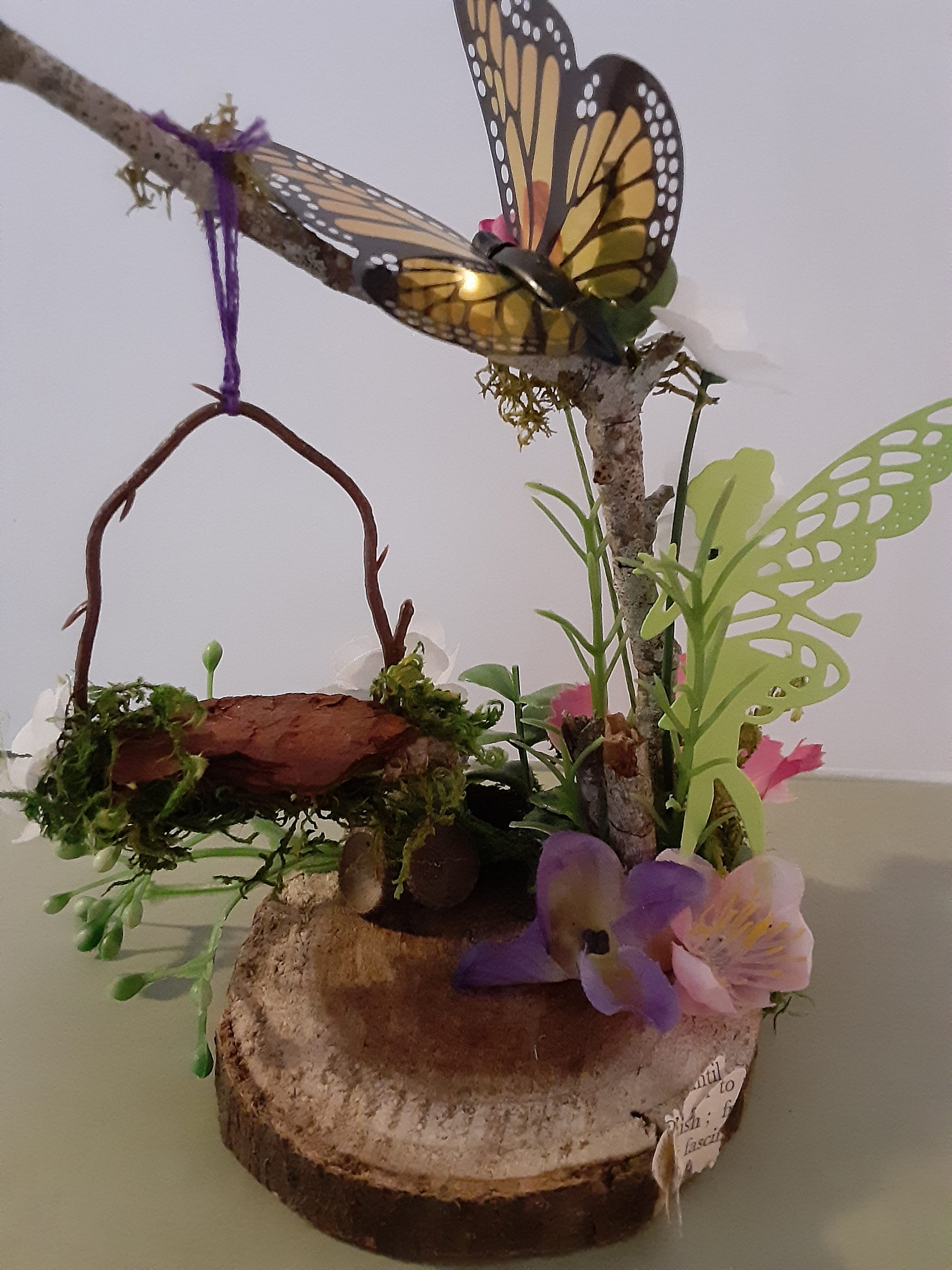 Fairy Doll Swing OOAK with stand Whimsical inside Garden Party Centerpiece Gift