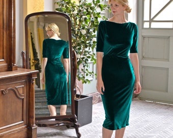 etsy green velvet dress