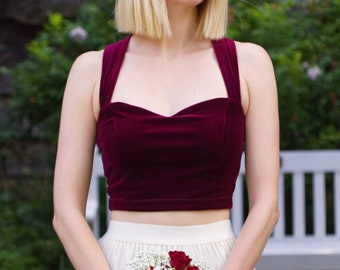 BRALET Velvet Sweetheart Crop Top. Red Velvet Top. - Etsy