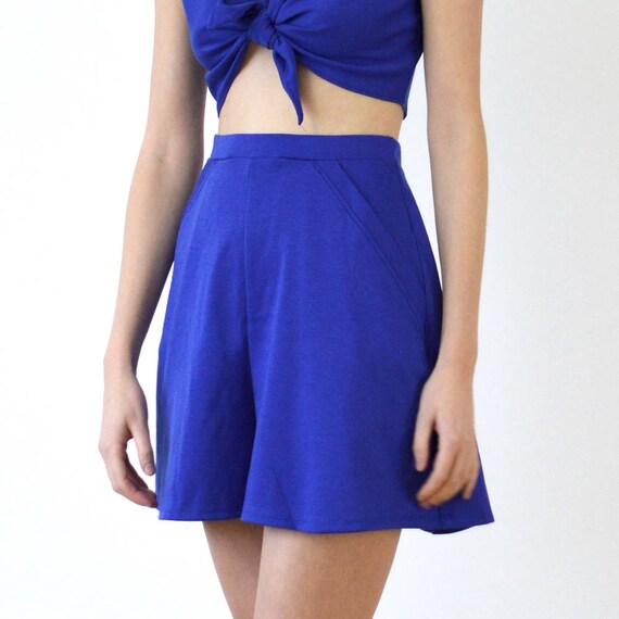 royal blue high waisted shorts