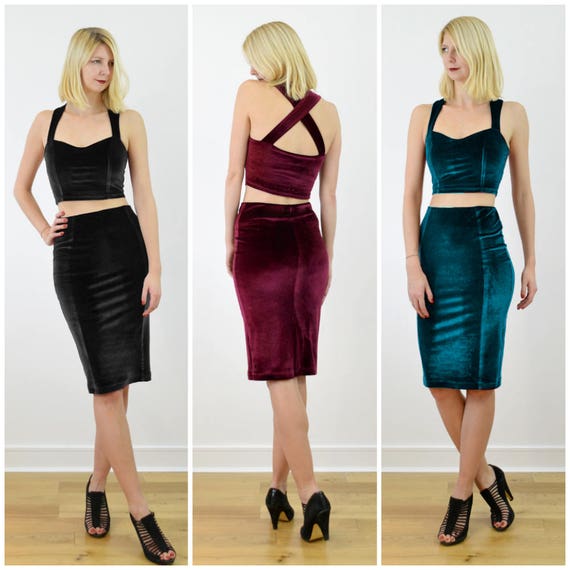 velvet 2 piece dress