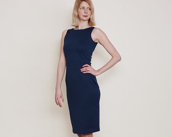MARILYN | Navy Blue Wedding or Bridesmaid Dress. Smart Navy Dress. Navy Wedding Guest Dresses. Wedding Reception Outfit. Blue Dress