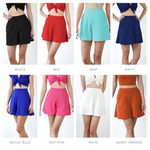 HIGH WAIST SHORTS Beach Style High Waisted Short Culottes in Royal Blue. Vintage Flared Shorts. A-Line Skirt Shorts. Summer Beach Shorts image 9