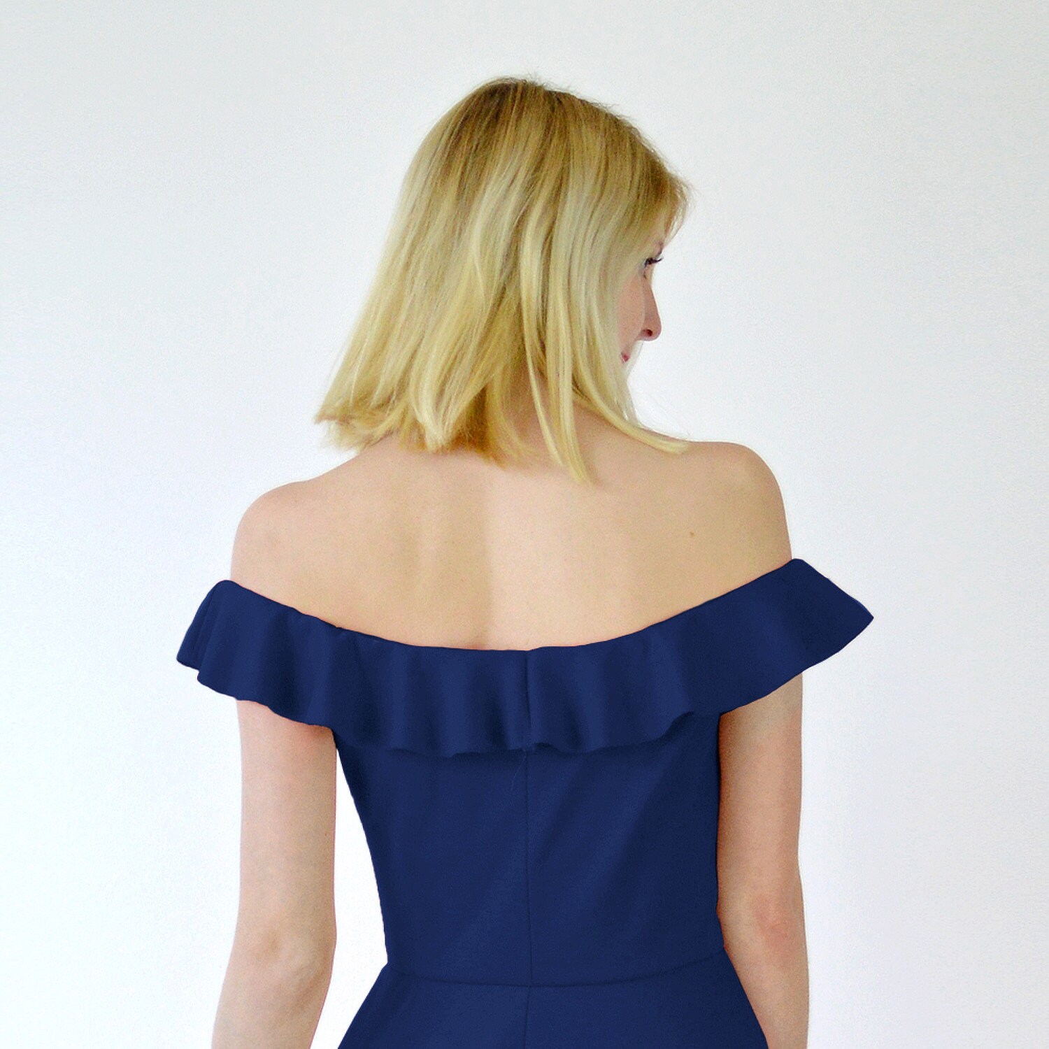 blue off the shoulder skater dress Chloe Blue Off The Shoulder Dress
