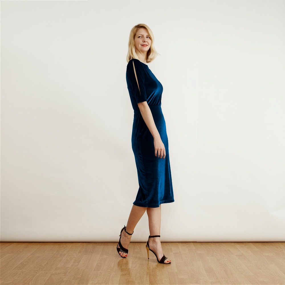 blue velvet dress pretty little thing Velvet Midi Dress Blue Velvet Dress Pretty Little Thing Slate Coast One  Shoulder Ruched Detail Velvet