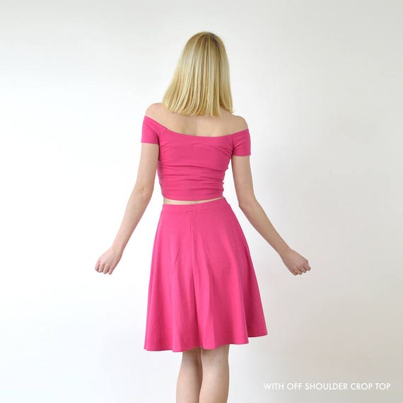 Hot pink skater skirt cheap