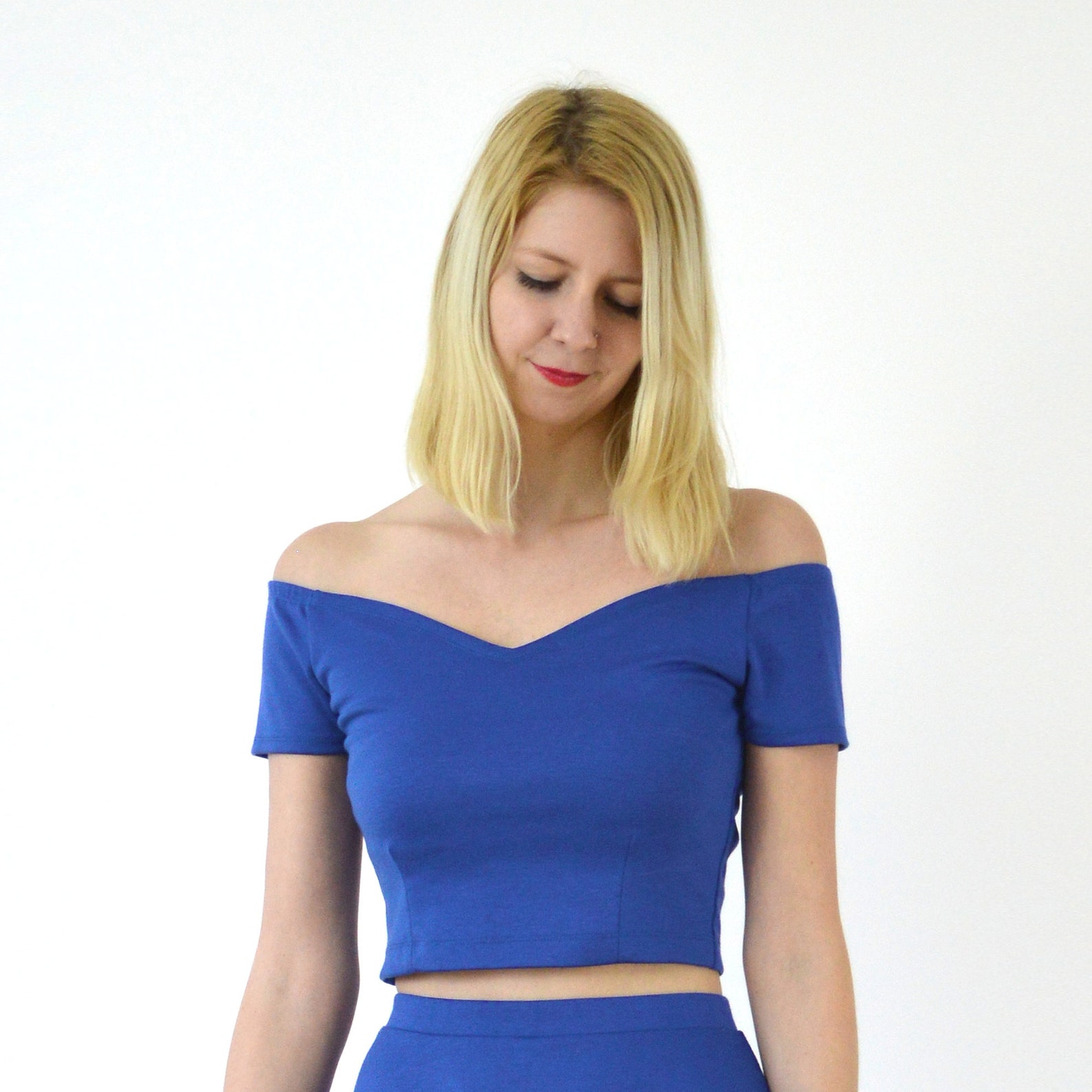 COCO Twopiece Crop Top & Skater Skirt Coord Set in Royal Etsy UK