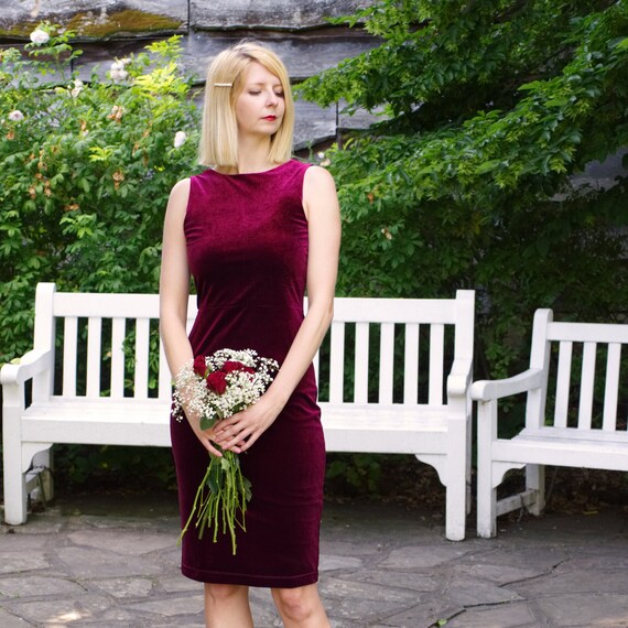 red velvet pencil dress