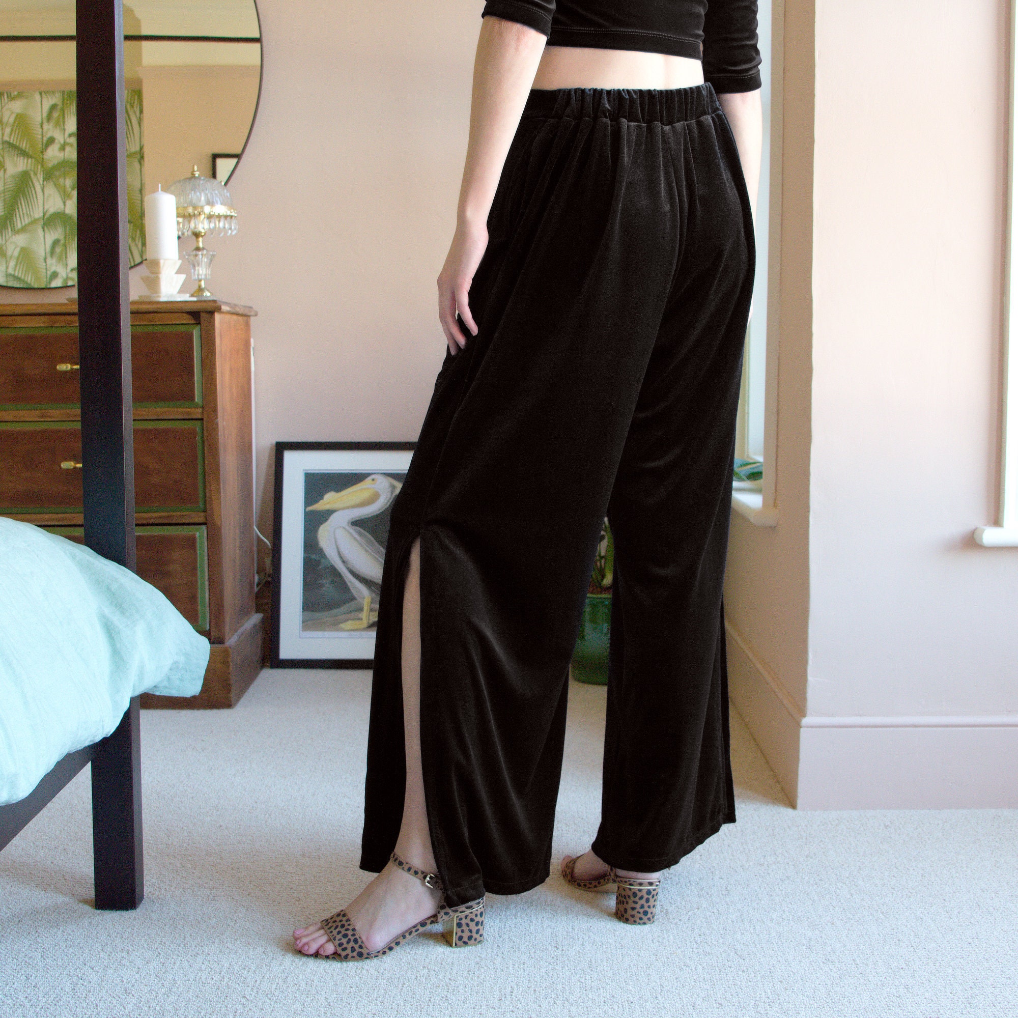 Black velvet lounge pants sale