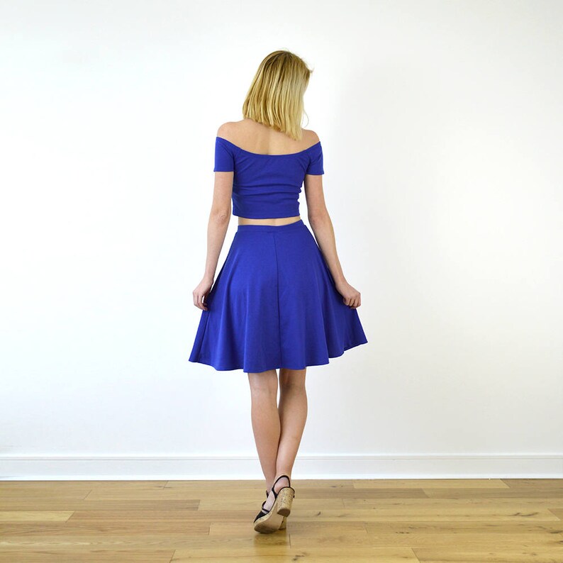 COCO TwoPiece Crop Top & Skater Skirt CoOrd Set in Royal Etsy