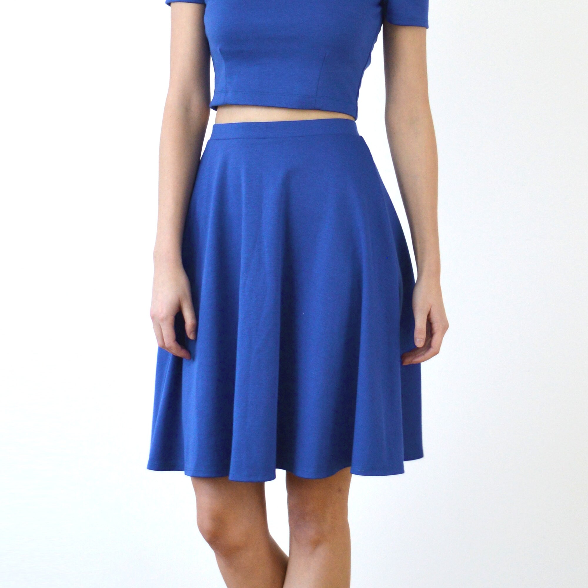 COCO Twopiece Crop Top & Skater Skirt Coord Set in Royal Etsy UK