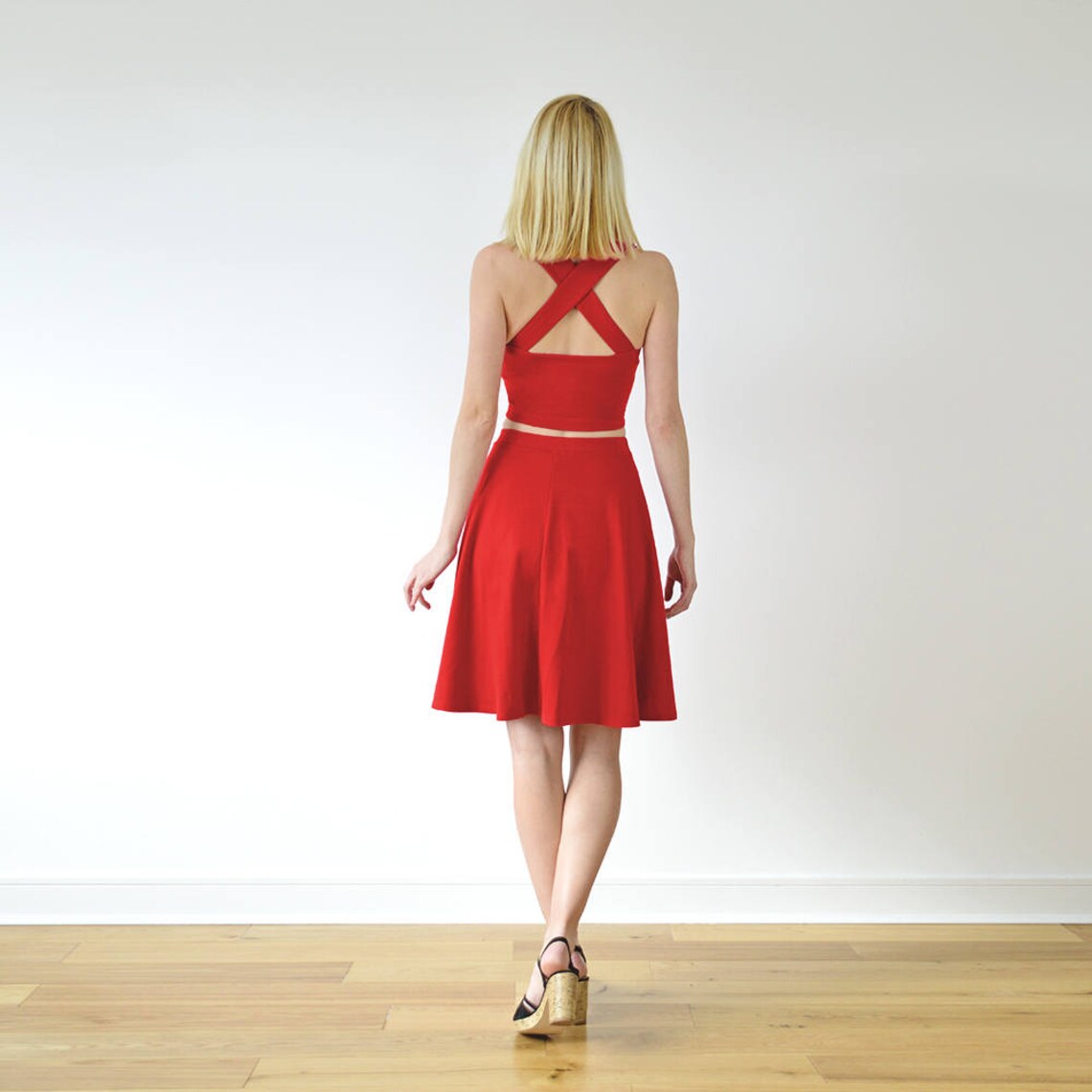 GRACE Twopiece Crop Top & Skater Skirt Coord Set in Bright Etsy UK