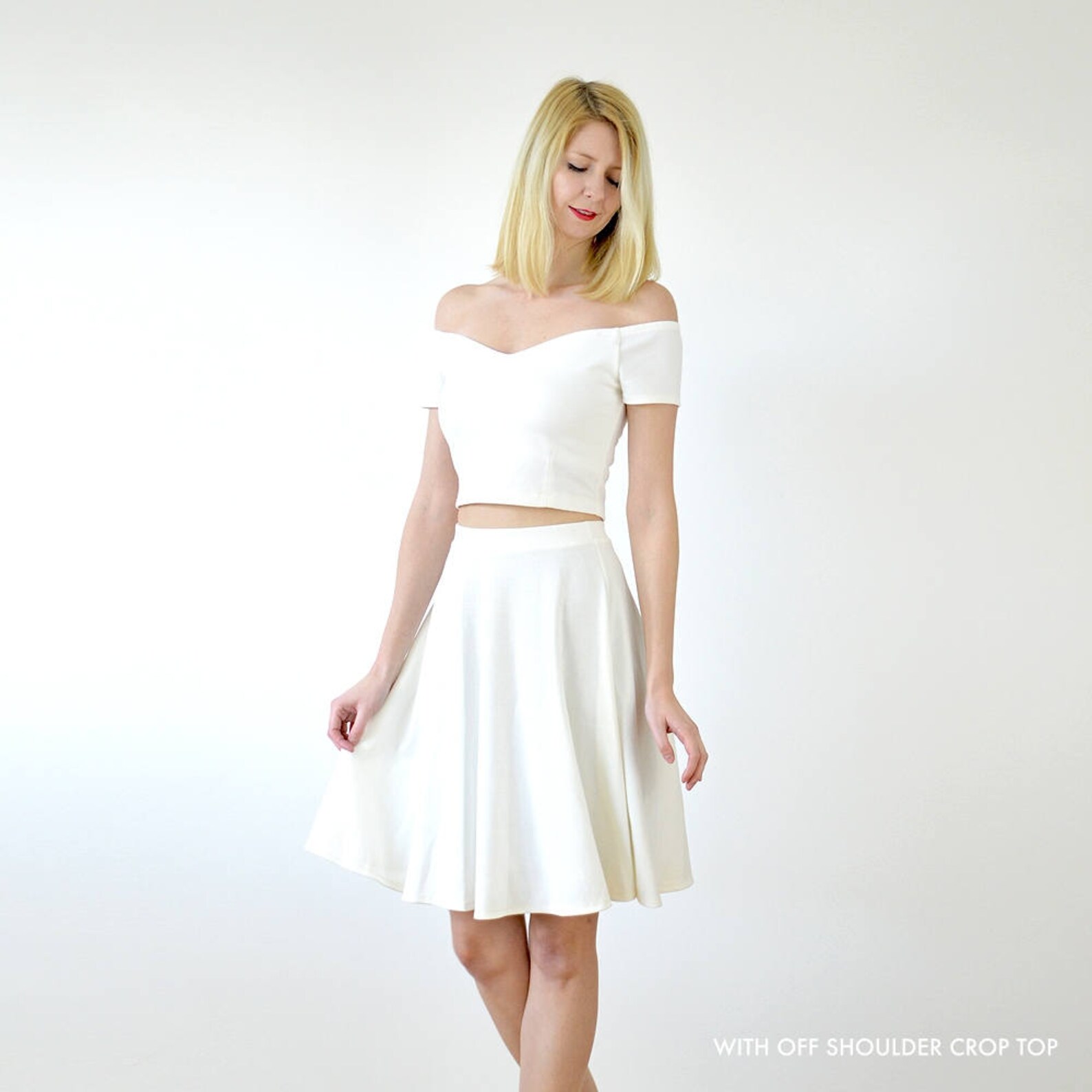 white floaty skirt