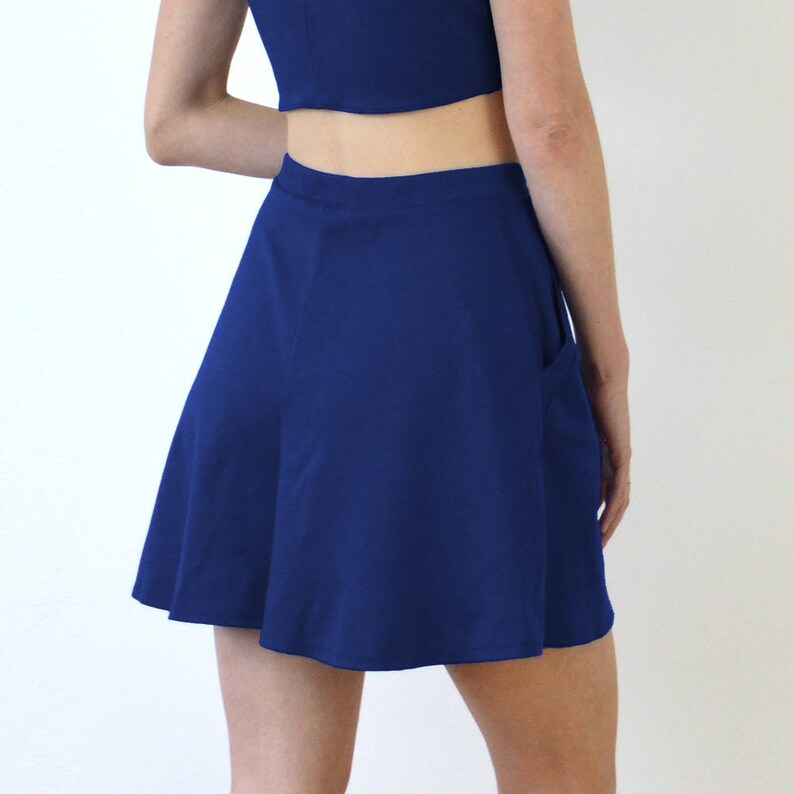 Navy ALine Culottes Skort with Side Seam Pockets. High Etsy