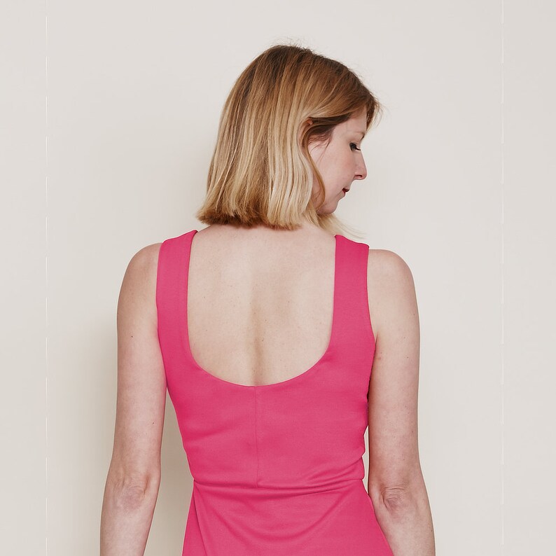 MARILYN  Hot Pink Sleeveless Scoop Neck Dress. Pink Pencil image 4
