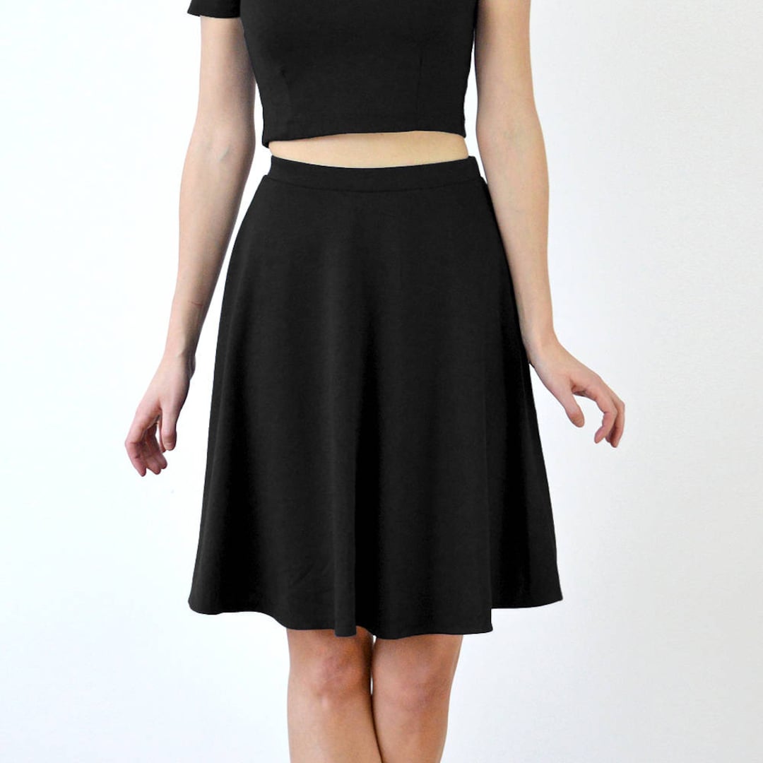 SKATER SKIRT Black Womens Skater Skirt With High Waist. - Etsy