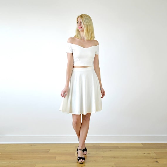 white crop top and skirt set