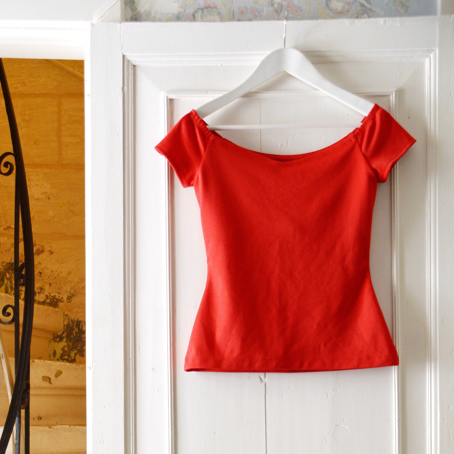 Red off Shoulder Top. Red Summer Top. Womens off the