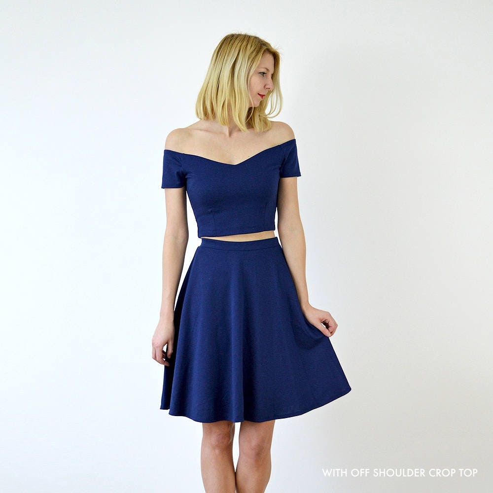 Navy midi clearance skater skirt