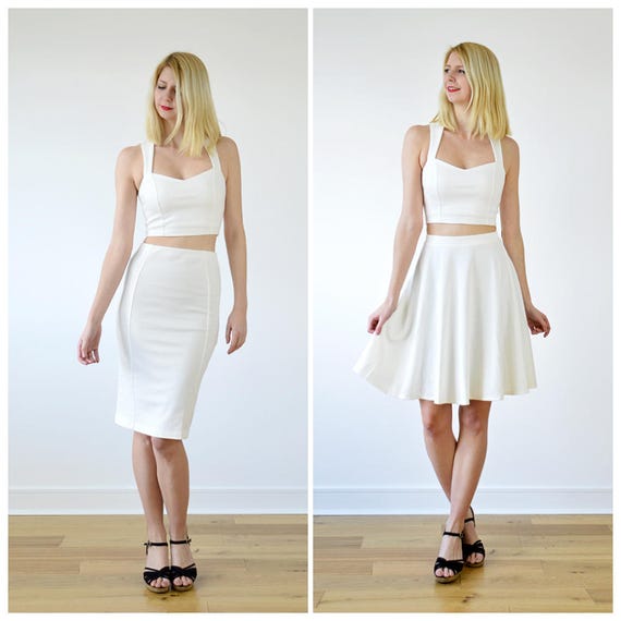 white two piece dress set
