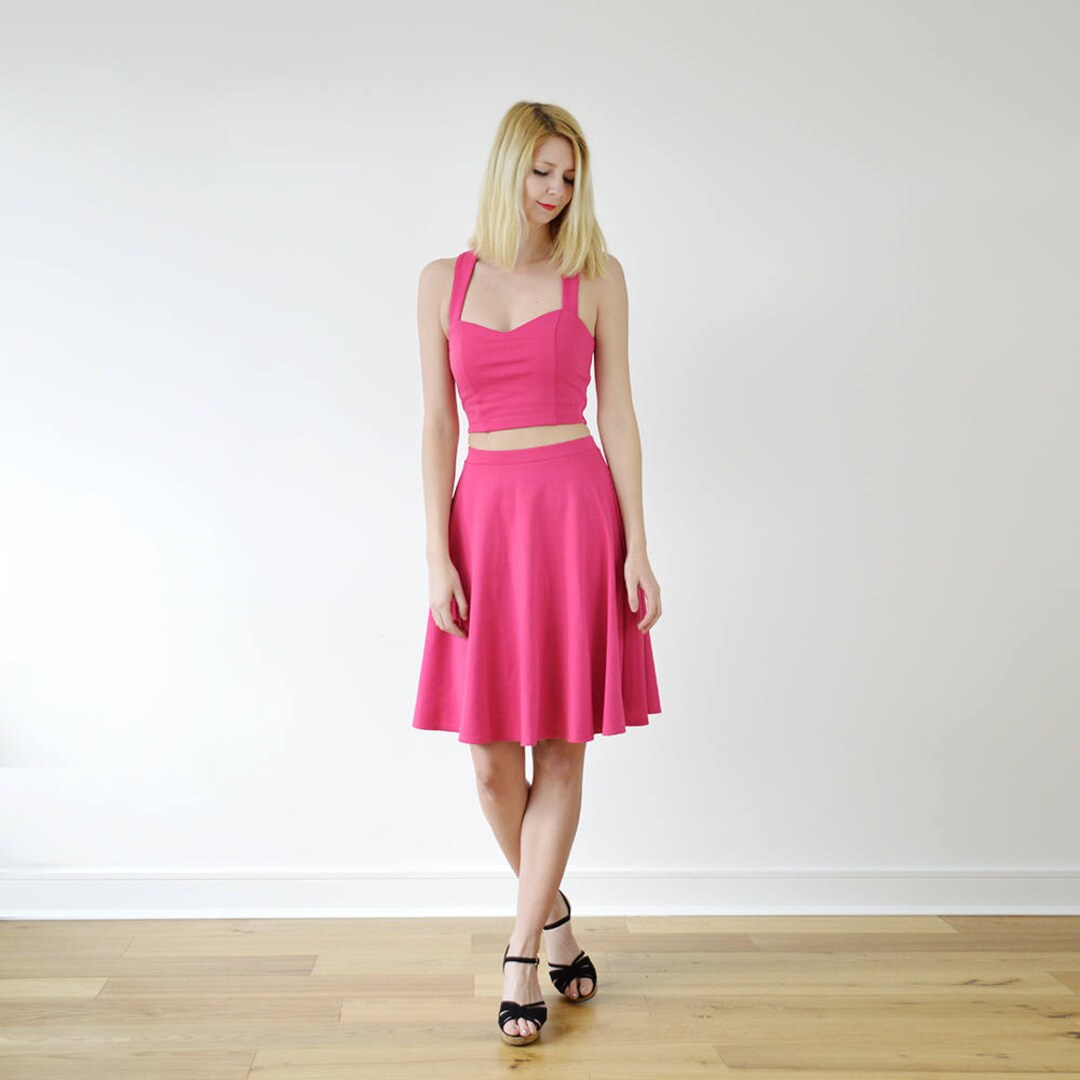 ワンピース COSTARELLOS Women Mid Skirts PS2546 DOREA PESCA PINK ZESICA Short Sleeve Crew Neck Ribbed Knit Belted Pleated