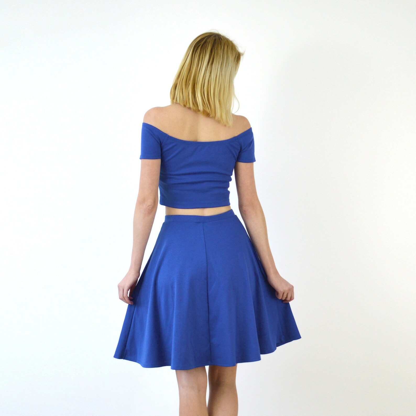 COCO Twopiece Crop Top & Skater Skirt Coord Set in Royal Etsy UK