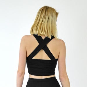 GRACE Two-Piece Skater Skirt and Crop Top Co-Ord Set in Black. Elegant Strappy Crop Top and Skirt Set Inspired by Grace Kelly image 4