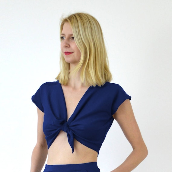 Tie Front Top in Navy Tie Front Top in Navy