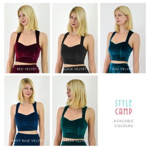 VELVET CROP TOP Navy Blue Velvet Bralet Crop Top. Strappy Velvet Party/Christmas Top. Navy Cropped Top. Stretch Velvet Top. Velvet Bra Top image 7